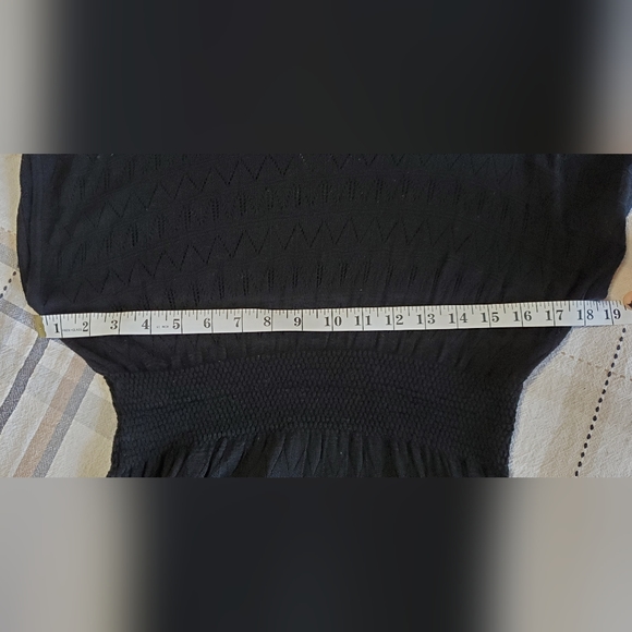 H&M BLACK SHEER KNIT COWL NECK SHORT BAT SLEEVE MINI DRESS COVER UP. - Picture 6 of 7